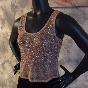 NWOT Unique Woven Embellished Tank Top, S